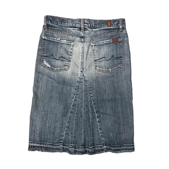 NEW 7 FAM Boycut Distressed Denim Skirt Size 27 - Picture 3 of 6